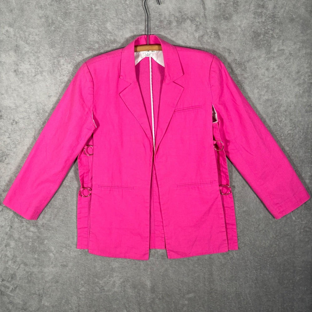 Eudon Choi Collective Pink Oversized Blazer Cotton Linen Cutout Ring Size 6 Chic